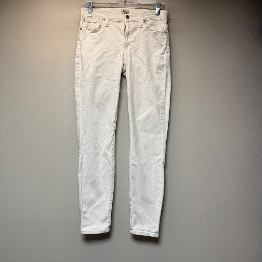 J.Crew Toothpick Skinny Jeans Womens 28 White Excellent Mid Rise 8‎ Inch Rise